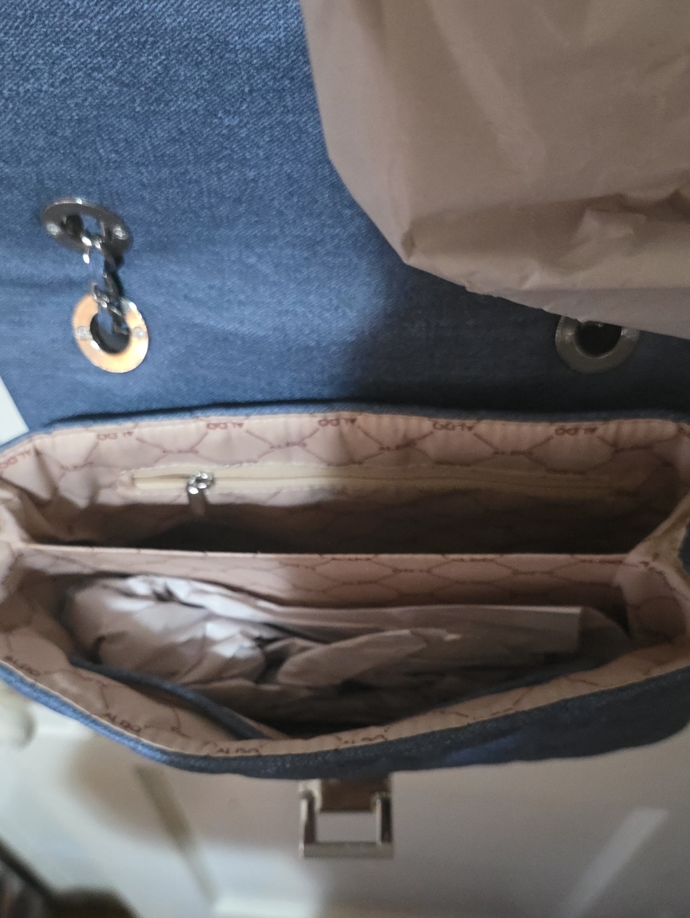 ALDO QUILTED DENIM BAG NWT - Picture 3 of 9